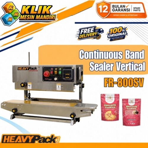 Mesin Continuous Band Sealer Otomatis FR-800SV Stainless Vertikal Heavypack